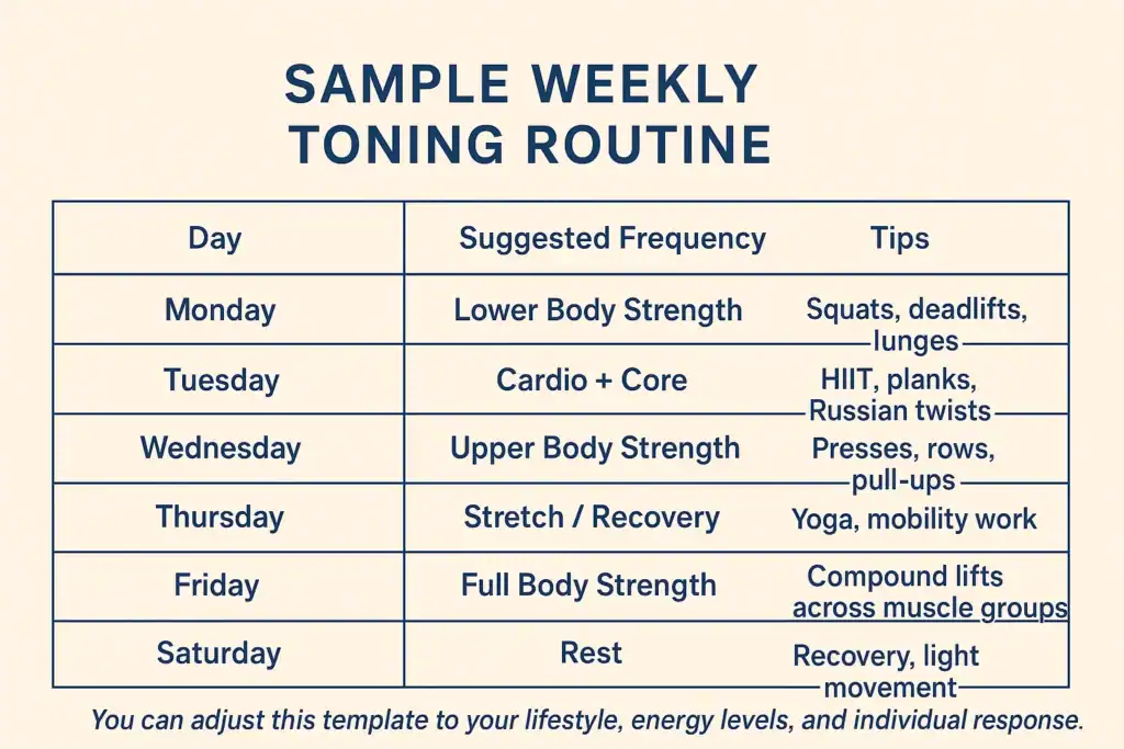 Achieving the Perfect Tone: How Often Should You Exercise for Results? 4 Weekly exercise Essex plan graphic