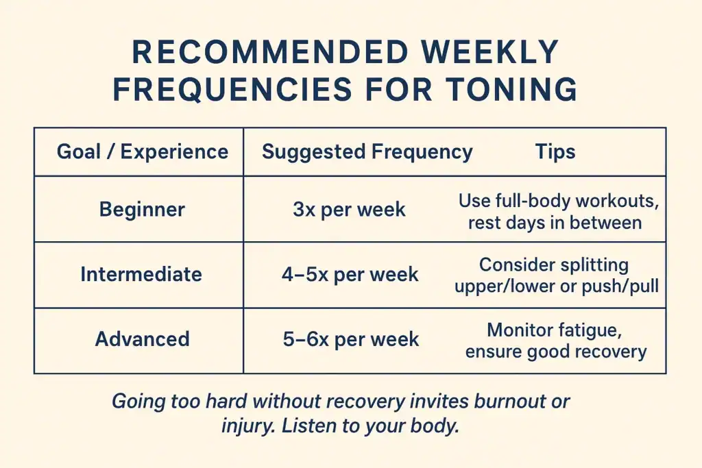 Achieving the Perfect Tone: How Often Should You Exercise for Results? 2 Graphic to show how often you should do exercise to help with toning Essex