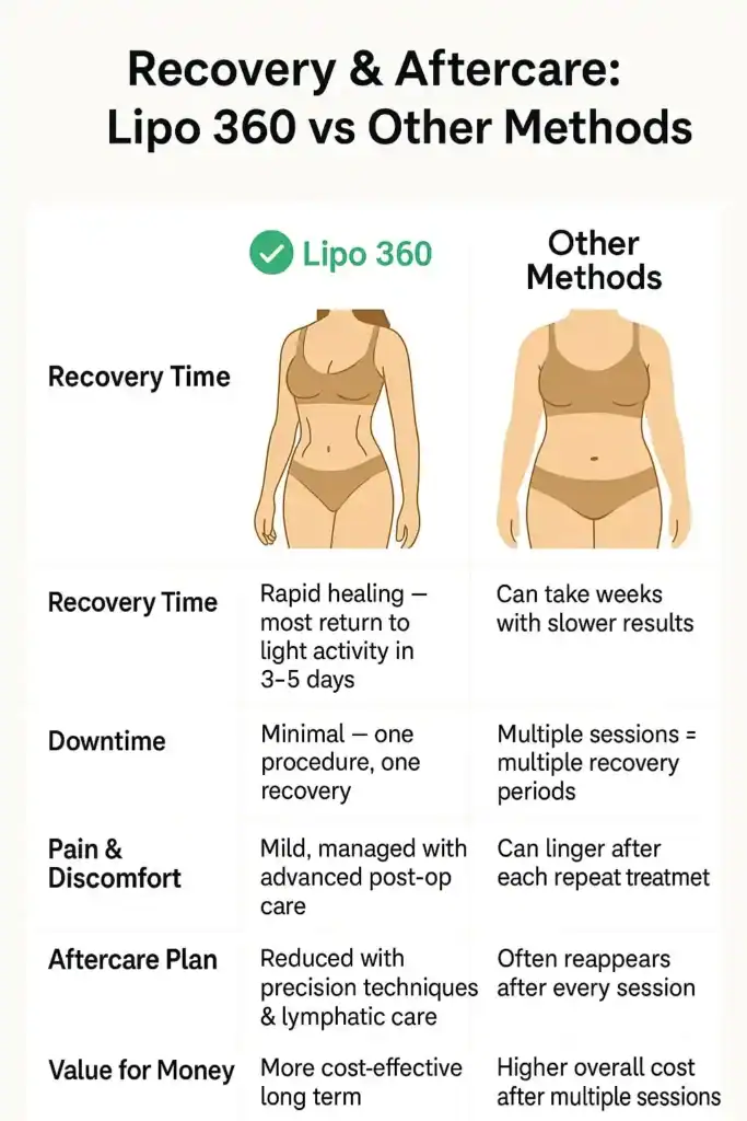 Recovery and Aftercare for Fat-Dissolving Surgery 2 Table to show fat dissolving injection aftercare Essex