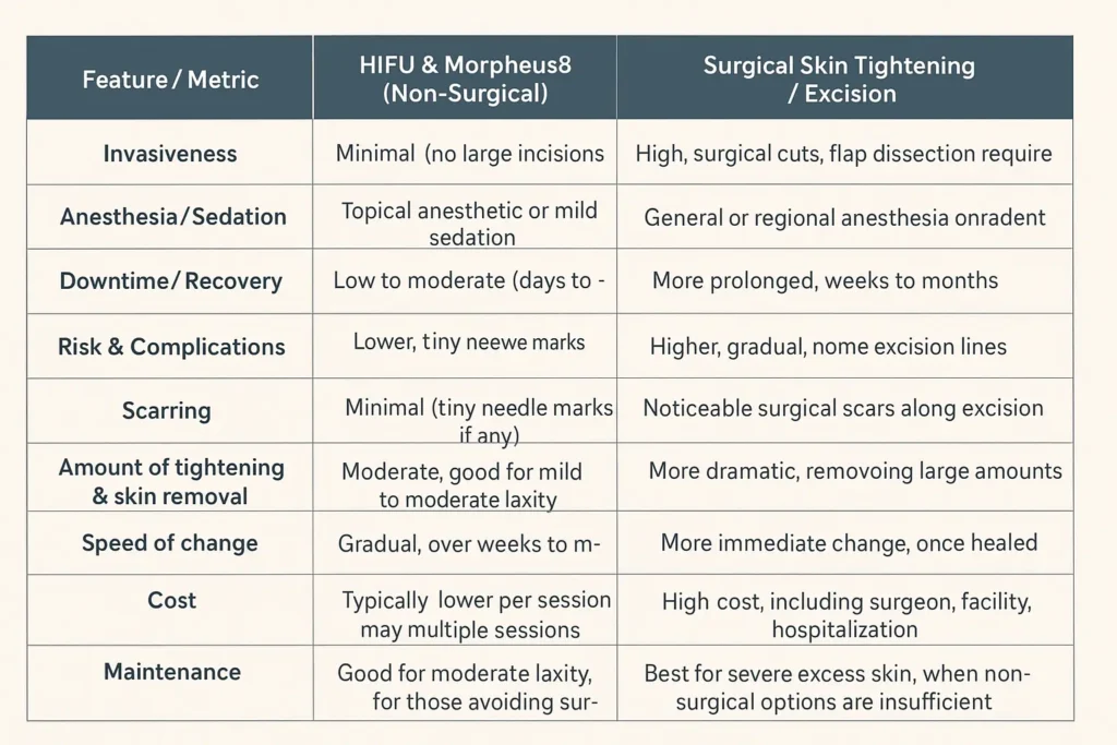 The Science of Skin Tightening 2 Table of skin tightening Essex benefits compared to surgical options
